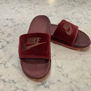 Nike Burgundy Slide Sandals